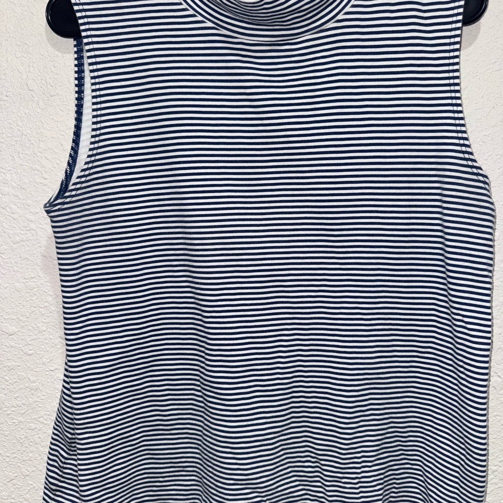Croft & Barrow Navy and White Striped Top